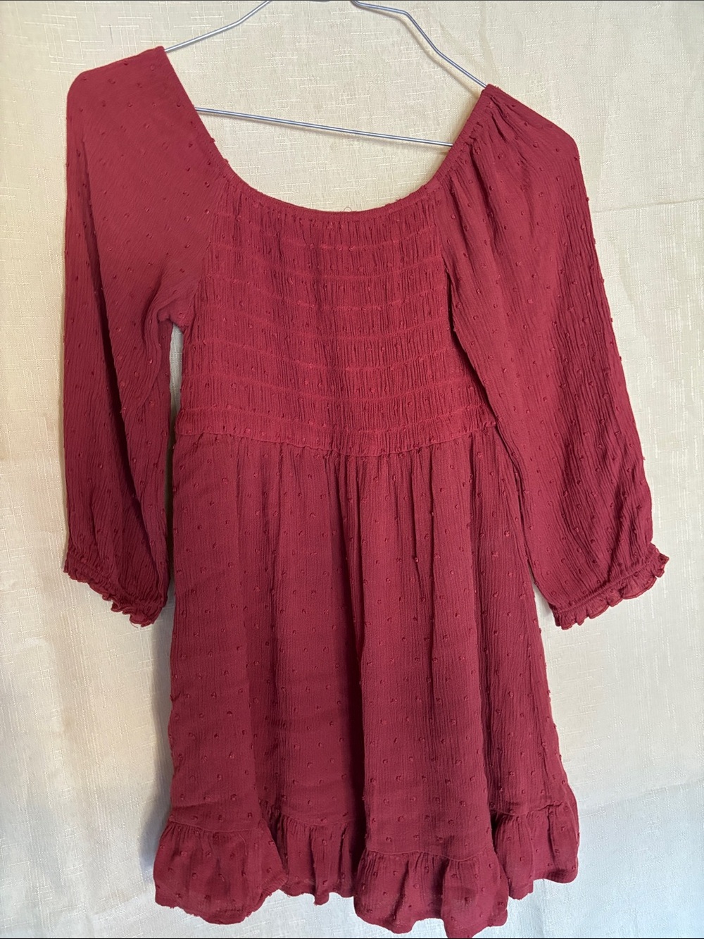 Women’s Bergundy Peasant Dress by Wild Daisy